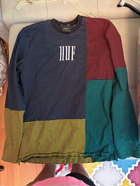 HUF Colorblock Striped Long-Sleeve Shirt - Navy, Red, Teal, Yellow